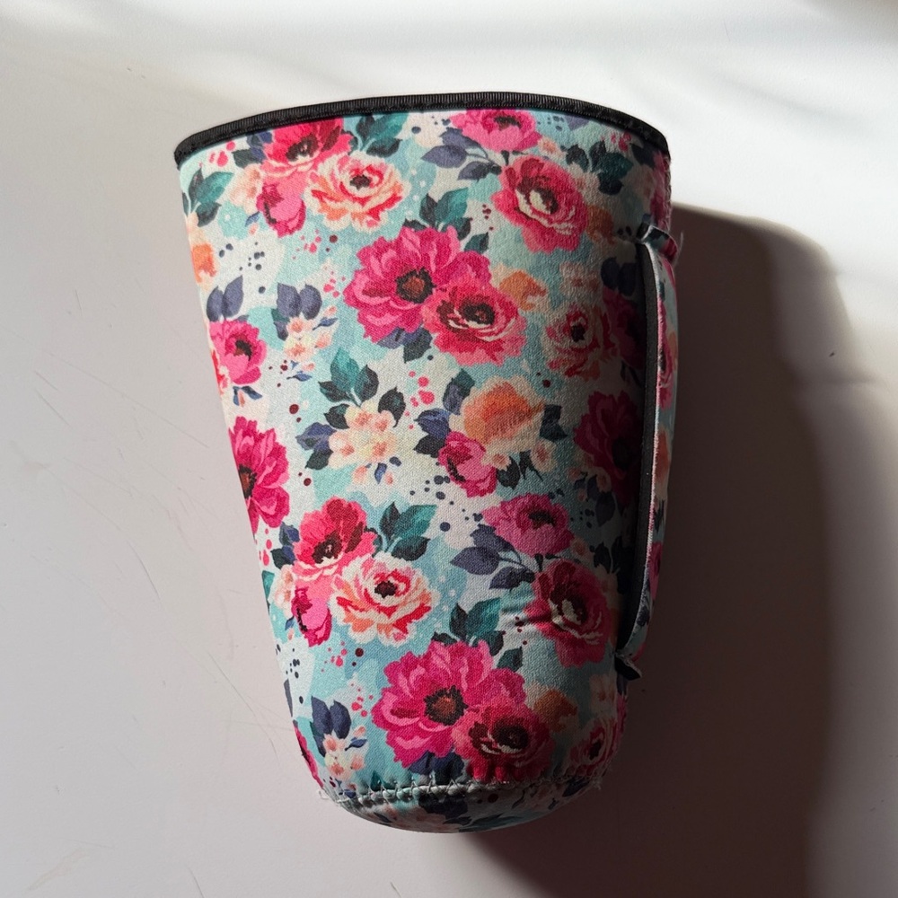 Floral Insulated Tumbler Sleeve w/handle
